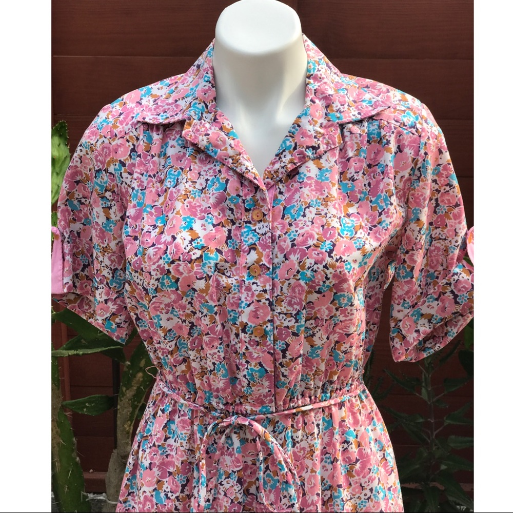Vintage Floral Shirtwaist dress